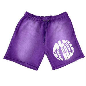 กางเกงขาสั้นผ้าย่นเป็นกรดสำหรับผู้ชายผ้าฝ้ายระบายอากาศได้ดีมีเชือกผูกเอวออกแบบโลโก้ได้ตามต้องการสำหรับใช้ในยิม - Product Image 6