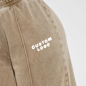 Strass personnalisé lavé à l'acide en détresse évasé couches pantalons de survêtement coton lâche délavé Jogging pantalons de survêtement, pantalons pour hommes - Product Image 6