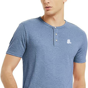 T-shirt Henley à manches courtes pour homme 2026, 2 ou 3 boutons, logo personnalisé, T-shirt Henley pour homme à manches courtes, T-shirt Henley en coton pour homme - Product Image 4
