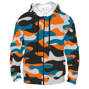 Sweat-shirt à capuche zippé surdimensionné pour homme, personnalisé, entièrement imprimé, en polaire 100 % polyester épais 300 g/m², respirant et écologique - Product Image 5