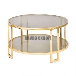 Muebles modernos de lujo para el hogar, venta directa de fábrica, sala de estar, mesa de centro de metal con tapa de cristal, diseño móvil - Product Image 4
