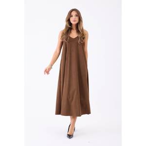 Vestido Camel 7506 con Silueta en A, Tela Crepé, Cintura Natural - Product Image 1