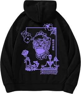 เสื้อฮู้ดลายกราฟิก วินเทจ มีเชือกผูก แขนยาว สไตล์สตรีทแวร์ มีกระเป๋า - Product Image 1