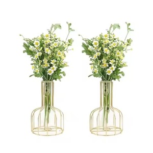 Vase en bois moderne et élégant avec tube en verre, finition naturelle de haute qualité pour une utilisation sur table à la maison - Product Image 2