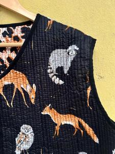 Veste en coton réversible à imprimé animal - Gilet matelassé sans manches pour femme, veste légère de style bohème - Product Image 2