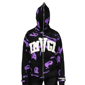 เสื้อมีฮู้ดแบบสวมหัวผ้าเฟรนช์เทอร์รี่มีซิปรูดและพิมพ์ลายปักสำหรับ400พรีเมี่ยม GSM - Product Image 1