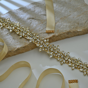 Bridella BS269 Gold Rhinestone Adjustable Bridal <b>Belt</b> for <b>Weddings</b> PROMS & Formal Events - Product Image 1