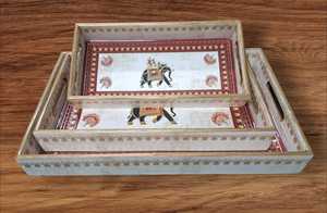 Juego de bandejas de madera para servir Ramadán, color personalizado, 3 uds., bandeja de comida impresa Rectangular para el hogar, restaurante, Servicio para el hogar - Product Image 4