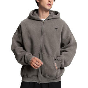 Men's Full <b>Zip</b> Up <b>Hoodie</b> Casual Oversized Streetwear Hooded Sweatshirt with Front <b>Pockets</b> Long Sleeve Soft Fleece Outerwear - Product Image 1