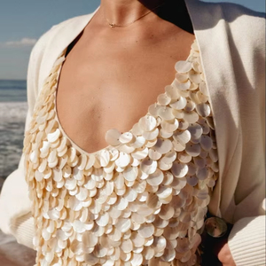 Maillot de bain une pièce de qualité supérieure pour femmes haut de plage court dentelle pailletée 100% polyester maillot de bain écologique pour la plage - Product Image 1