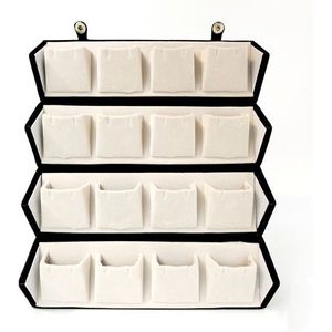 TISHYA DIAMOND Foldable Black Velvet Storage Organizer Multiple Compartments 16 Pair Capacity for Jewelry Small Items <b>Vanity</b> Box - Product Image 2