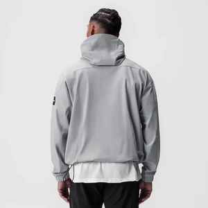 Dernière conception de haute qualité 1/4 fermeture éclair logo brodé personnalisé hommes imperméable coupe-vent Sport veste avec capuche - Product Image 3