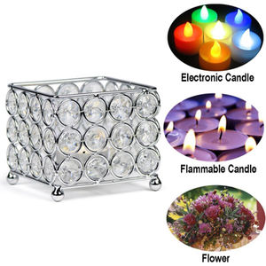 Porte-bougie votif en cristal argenté de qualité supérieure, grande forme carrée, support élégant, parfait pour la décoration de centres de villégiature et de mariages - Product Image 6