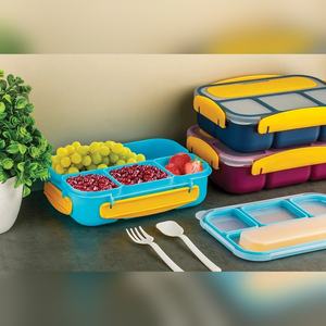 Premium 1300ml Plastic <b>Lunch</b> <b>Box</b> with 4 Sections Dishwasher Safe Leakproof <b>Bento</b> Container for Adults and <b>Kids</b> Meals - Product Image 6