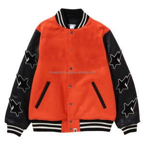 Veste universitaire de meilleure qualité pour hommes, fabricant de manches en cuir blanc, patchs en chenille, veste universitaire avec logo brodé - Product Image 1