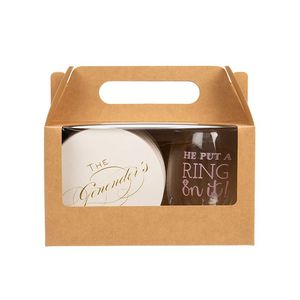 Manufacture Fluted Kraft Gift Box With Handle with Clear Pvc Window for Cake/Cosmectic Product