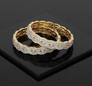 Bijoux en diamants américains à la mode Designer élégant Bracelets polonais bicolores Bijoux de fête élégants pour femmes et mariage - Product Image 2