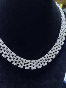 Iced Out Cuban Link VVS Moissanite Diamond <b>Necklace</b> 925 Sterling Silver Rhodium Plated Hip Hop Luxury <b>Statement</b> <b>Necklace</b> - Product Image 3