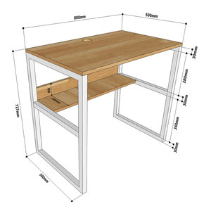 Mesa Minimalista SIBA 80x50x75(cm) con Estructura de Hierro y Estante para Libros FD68039, Mesa para Computadora Portátil y de Escritorio para Dormitorio u Hotel - Product Image 5