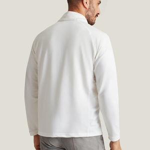 Logo personnalisé Hommes grande taille coupe ajustée confortable doux couleur unie à manches longues polaire chaud quart fermeture éclair Golf Pull - Product Image 2