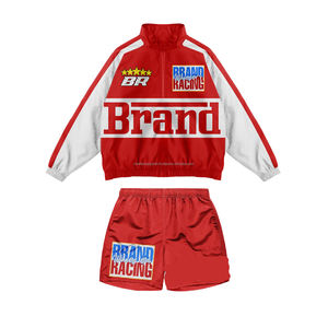 Conjunto Deportivo Personalizado para Hombre, Chaqueta Cortavientos de Dos Piezas con Cierre y Pantalones Cortos de Poliéster y Nailon - Product Image 2