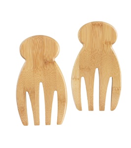 Mains à salade en bambou, lot de 2 couverts à salade en bois de bambou, parfaits pour lancer et servir la salade, les pâtes et plus encore - Product Image 1