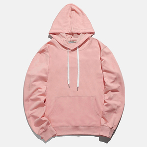 <b>Pink</b> Hooded <b>Sweatshirt</b> Regular Fit Solid Color Casual Pullover with Front Pocket Autumn Wear Unisex Fleece Knitted - Product Image 1