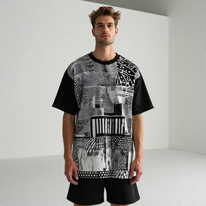 เสื้อยืดสีขาวสีดำสำหรับผู้ชายเสื้อยืด100% ไหล่ตกสำหรับใส่วิ่งจ๊อกกิ้งในฤดูร้อนสำหรับผู้ชาย - Product Image 1