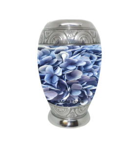 Urna de cremación de aluminio con hojas de flores para cenizas humanas adultas con bolsa de terciopelo gratis - Product Image 1