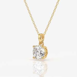 Pendentif en or 18 carats avec diamant solitaire de laboratoire taille ronde à quatre griffes – Élégants pendentifs et breloques en diamant - Product Image 3