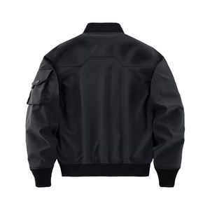 2025 moda Streetwear cremallera y bolsillos chaqueta Bomber chaquetas de bombardero de satén personalizadas al por mayor chaquetas de hombre de alta calidad - Product Image 4