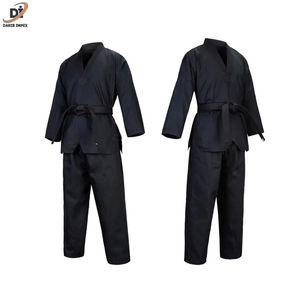 ชุดเทควันโดแบบยูนิเซ็กส์สำหรับฤดูร้อนสีดำพิมพ์ลายคอวีแขนยาวผ้าโพลีผ้าฝ้ายทำจากปากีสถาน - Product Image 2