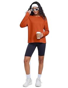 Sweat-shirt à col rond pour femme, manches longues, léger, pull-over, yoga, décontracté - Product Image 2