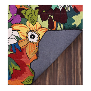 Alfombra Moderna Cuadrada Hecha a Mano de Lana con Diseño Floral, Tamaño Personalizado, Altamente Duradera, Lavable y Antideslizante para Decoración del Hogar - Product Image 3