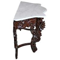 Table console convertible au design classique avec structure en bois de mahogany massif et plateau en marbre pour salon, chambre, appartement, hôtel