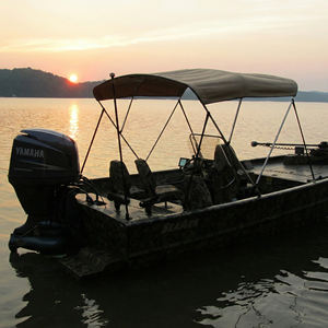 <span class=keywords><strong>Bateau</strong></span> à fond plat en aluminium entièrement soudé, robuste, avec moteur hors-bord - Péniche polyvalente pour la pêche en rivière et les sports nautiques - Product Image 3