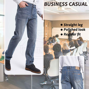 Meilleures ventes Jeans molletonnés décontractés pour homme, couleur unie, style droit avec lavage moyen, pour l'extérieur en hiver - Product Image 2