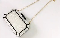 2025 Mode Luxus Bohemian Vintage Harz Damenhandtaschen Anpassbare Größe Geometrisches Muster Schnallenverschluss Ketten-Dekoration