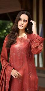 Trajes de piel melocotón bordados para mujer Ropa de invierno para mujer shalwar kameez de piel melocotón bordada pakistaní a precio barato - Product Image 3