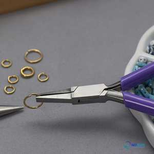 Herramienta de Acero Inoxidable con Mango Morado y Doble Resorte para la Creación de Joyas: Pulseras, Pendientes y Collares - Product Image 3