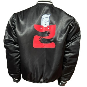 2025 veste universitaire en laine lourde pour hommes bouton en acier hiver chaud Style motard broderie toile manches en cuir lettre - Product Image 1