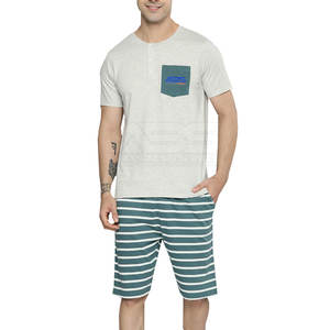 Conjunto de Camiseta y Pantalones Cortos de Verano para Hombre, 100% Algodón, Secado Rápido, Estilo Simple y Único, Dos Piezas - Product Image 1
