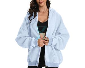 ชุดเสื้อมีฮู้ดสไตล์วินเทจมีซิปซักกรดชุดเสื้อครอปแบบมีฮู้ดเฮฟวี่เวทสำหรับผู้หญิงเสื้อครอปฟิตเนสเสื้อครอปท็อปมีผลกระทบสูงสำหรับใส่ไปยิม - Product Image 6