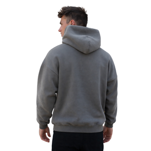 <b>Mens</b> Steel Grey Oversized Hoodie <b>Pullover</b> 50% Cotton 50% Polyester Drop Shoulder Streetwear Relaxed Fit Winter Sweatshirt - Product Image 6