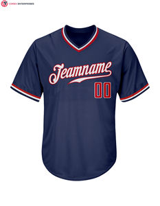 Camiseta de béisbol de poliéster 100% con cuello en V y impresión por sublimación personalizada de fábrica para trabajo en equipo de niños y adultos - Product Image 3
