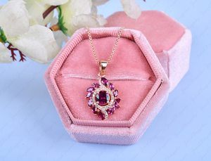 Rhodolite <b>Garnet</b> Pendant Necklace Rose Gold Birthstone Jewelry For Women Bridal Gift Unique Necklace For Her Elegant - Product Image 2
