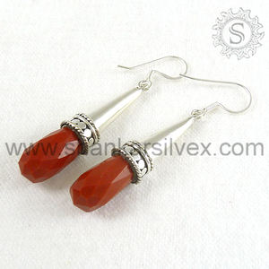 925 boucles d'oreilles en argent massif corail coupe pierres précieuses balancent boucle d'oreille pour femmes et filles bohème bijoux faits à la main fournisseurs en vrac - Product Image 5