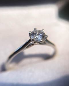 6.5mm Round Cut <b>Moissanite</b> Solitaire Engagement <b>Ring</b> in Six Prong Setting | Classic Bridal Wedding Fine Jewelry - Product Image 1