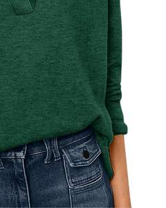 Pull en tricot à col vert pour femme, col en V, manches longues, coupe ample, doux, pull d'hiver décontracté, élégant, à porter au quotidien - Product Image 6