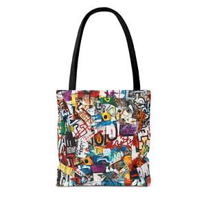 Borsa Tote Grande Capacità in Pelle PU e Tela di Cotone con Fodera in PVC, Stile Graffiti Love, Versatile per Estate Autunno Inverno - Product Image 2